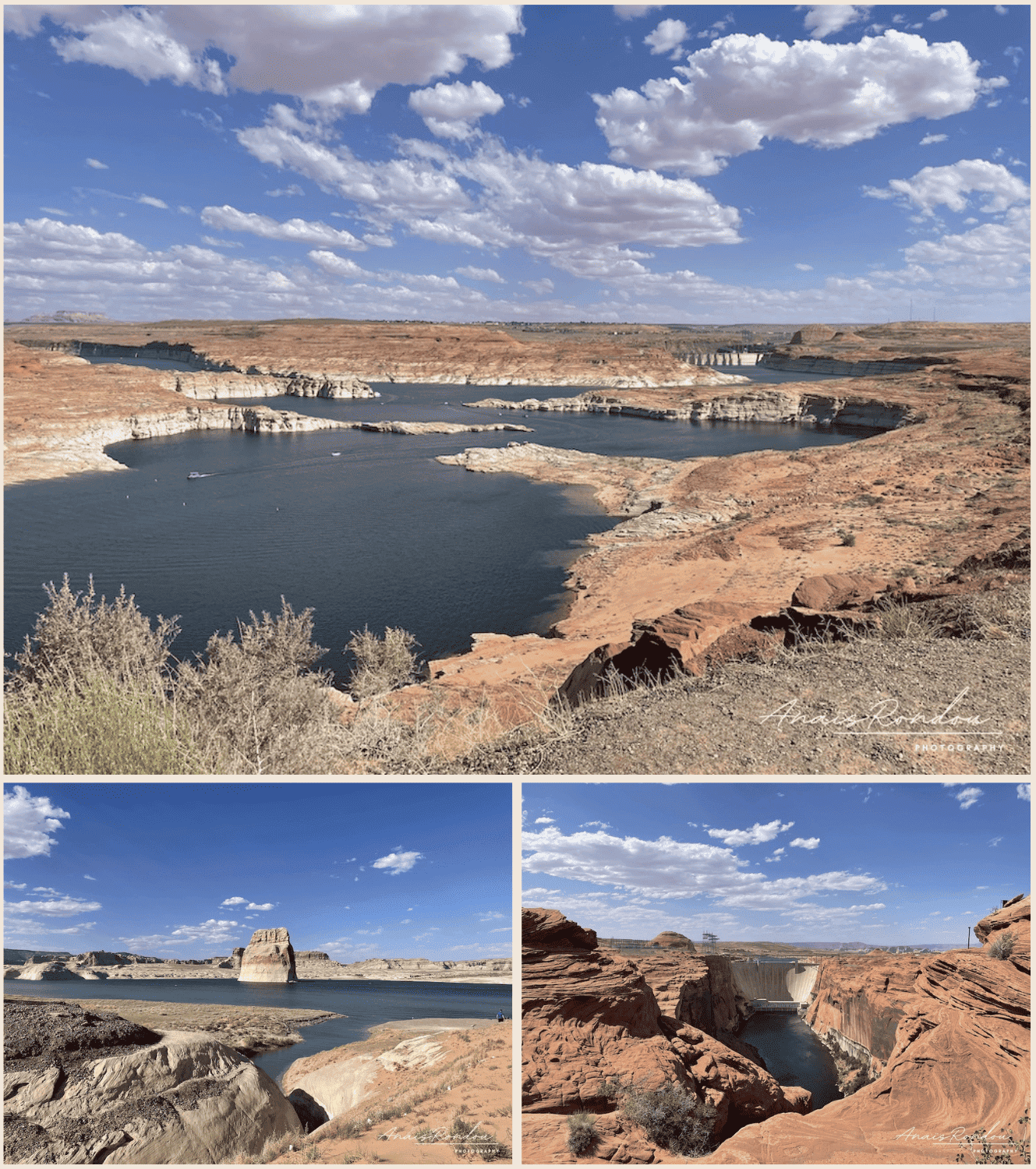 Lac Powell Glen Canyon Lac Powell dans le désert de roche et son barrage