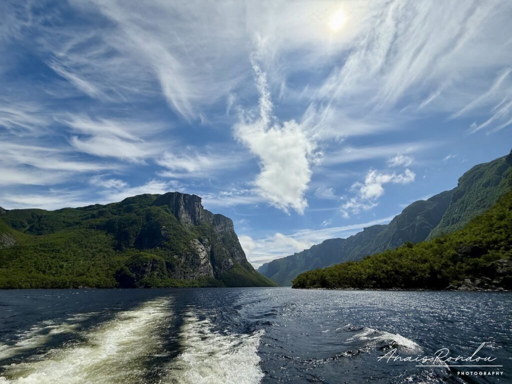 Paysage du fjord Western Brook Pond depuis un bateau