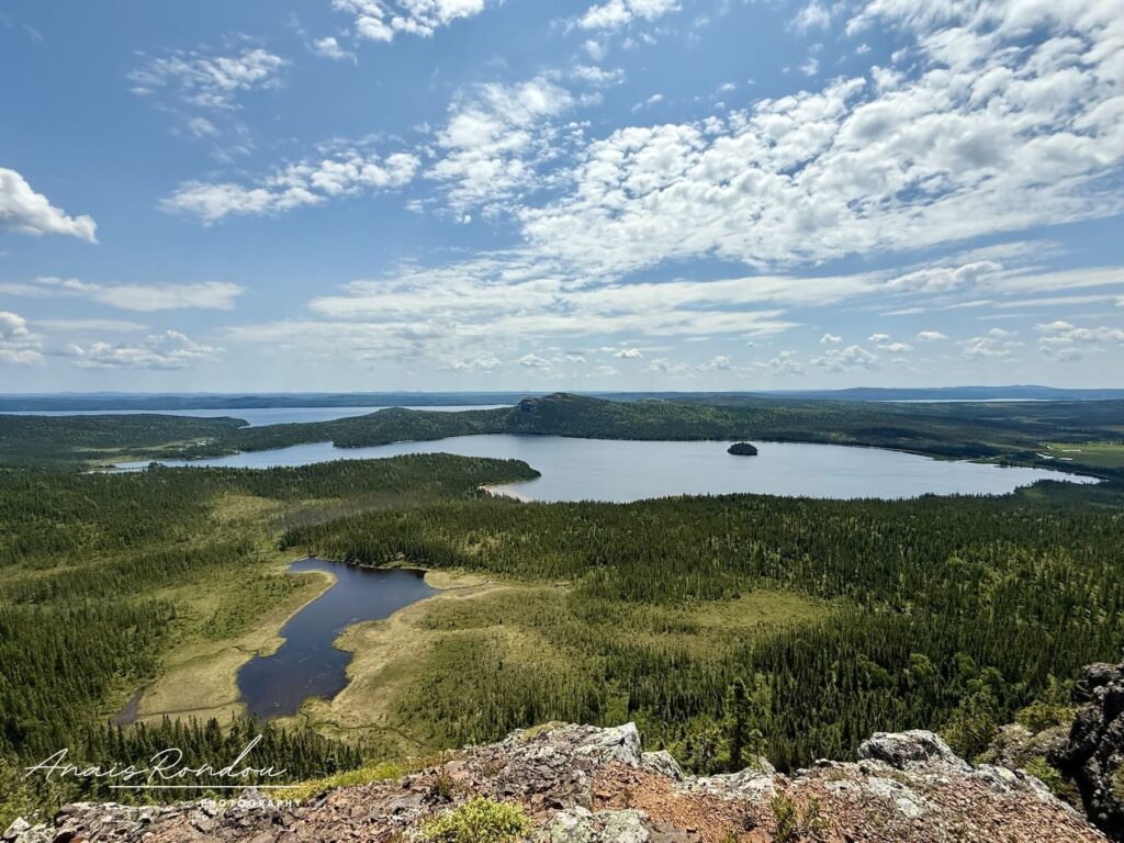 Vue sur les lacs du parc national Terra-Nova depuis le sentier de la Colline Ochre