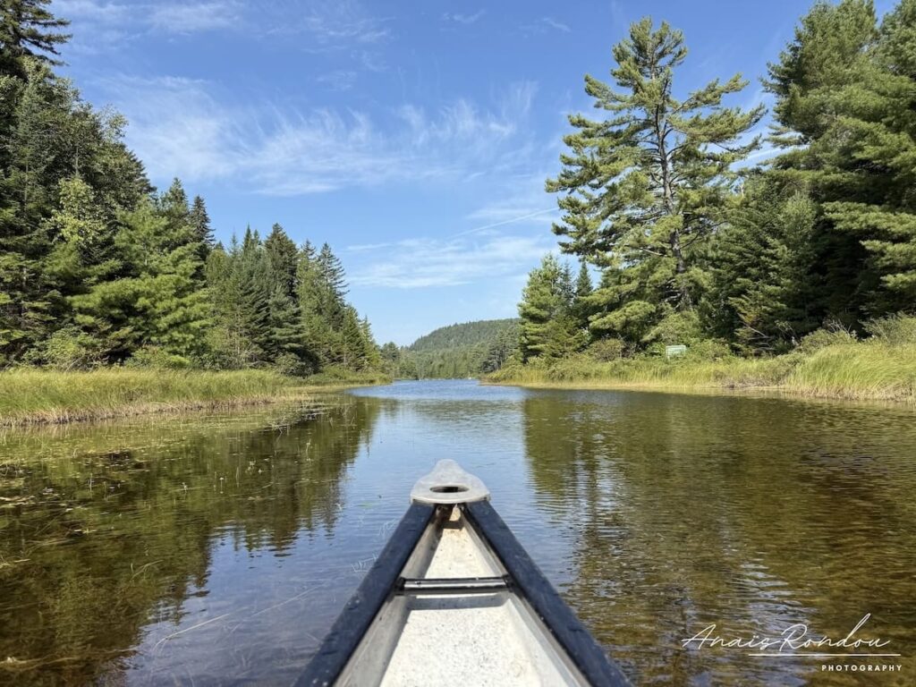 Arrivée au début du bassin 4 du lac Wapizagonke en canot