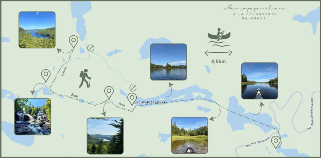 Carte de l'excursion aux chutes Waber du parc national de la Mauricie
